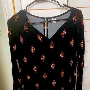 XS Old Navy black printed dress